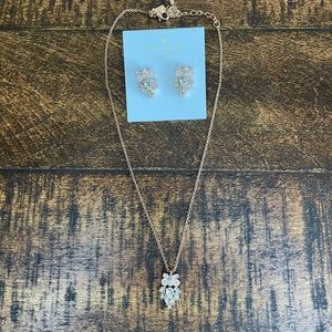 Kate Spade Wise Owl Crystal Cluster pendant & matching earring set